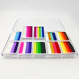 <span class=keywords><strong>Palette</strong></span> de peinture pour le visage à thème drapeau, 12 compartiments, en vrac |   Peinture pour le visage à base d'eau |   Étui portable |   Vente en gros pour les festivals. - Product Image 2