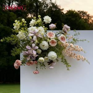 CM-TW006 nhân tạo bối cảnh hoa rừng tiệc cưới màu hồng tím lụa hoa sắp xếp - Product Image 4