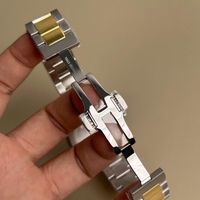 Montre-bracelet pour homme de luxe de la marque TS, en acier inoxydable bicolore, cadran bleu marine, quartz analogique, avec cristal saphir