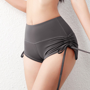 Shorts de Fitness taille haute pour femmes respirant motif chaud Shorts de Yoga côté cordon Bandage hanche ascenseur exercice Bandage Shorts - Product Image 1