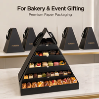Boîte pyramide personnalisée avec logo, en carton, pour emballage de desserts, plateau de présentation alimentaire avec plateaux pour gâteaux et pâtisseries