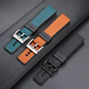 Custom Leather+Rubber Hybrids WatchBand 20mm 22mm 24mm Quick Release Watch Strap