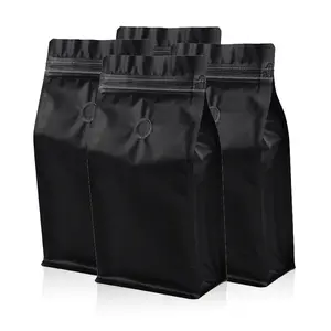 袋拉链包装袋八侧密封咖啡袋直立聚酯薄膜袋铝箔食品PE定制印花哑光黑色
