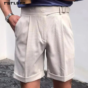 Pantalones Cortos de Traje Plisados Verde Menta para Hombre, de Cintura Alta con Ajustadores Laterales y Dobladillo con Vuelta, Estilo Old Money, de Lujo para Resort, Verano, Corte Entallado - Product Image 5