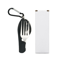 Ensemble de couverts fonctionnels écologiques en acier inoxydable pour le camping en plein air, les voyages, cuillère, fourchette, couteau pliables, ustensiles en métal pratiques