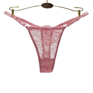 Slip Tanga Donna in Pizzo Sottile Lavorato a Maglia a Vita Alta Sexy <span class=keywords><strong>con</strong></span> <span class=keywords><strong>Elastico</strong></span> Regolabile in Vita, Trasparente, Taglie Forti, in Nylon - Product Image 1