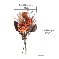 CF01233 fleur artificielle conservée de haute qualité, Bouquet Vintage de Rose brûlée à sec pour la maison, la fête, la décoration de mariage, bouquet de mariée