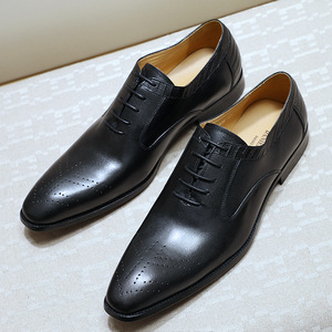 Leather shoes, men's business Oxford shoes, pointed <b>toe</b> dress shoes, wedding shoes, cowhide shoes, pure leather gentlemen's shoe - Product Image 4