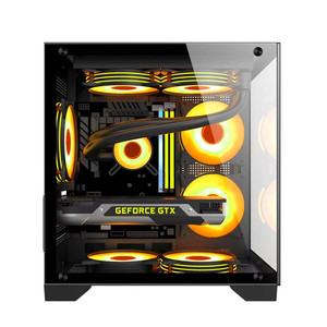 Caja de ordenador para juegos Microatx con ventana lateral, torre media de acero negro para ensamblaje de PC de escritorio - Product Image 3