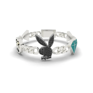 Pulsera de dijes Play-boy de lujo, hecha a mano, con diseño de eslabones, joyería de moda premium para la muñeca. - Product Image 2