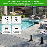 Pince verre-à-verre robuste moderne à angle de 180° en acier inoxydable 316 avec finition noir mat, compatible avec 8-12 mm (5/16 "-1/2")