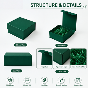 Boîtes cadeaux rigides écologiques personnalisées pour bougies, en papier d'art, forme carrée, avec poignée, impression quadricolore et gaufrage - Product Image 1
