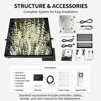 Fournitures de mariage de luxe, miroir 3D, lumière chaude, filament LED, plateforme de scène en verre, piste de danse pour la décoration d'événements et de fêtes