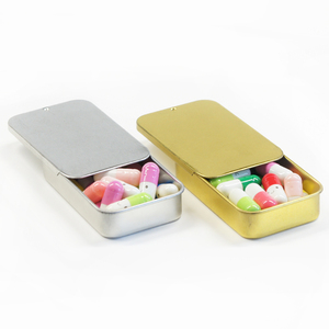 Nhà Máy Cổ Phiếu Đẩy Kéo Hai Mảnh Tin Có Thể Trượt Kim Loại Phẳng Hộp Thiếc Cho Thuốc, Nhai Kẹo Cao Su, Kẹp Tóc, Band Aid Slide Top Tins - Product Image 3