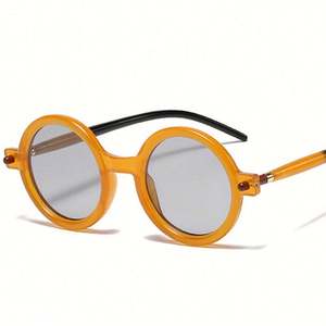 Gafas de Sol Redondas con Marco Grande, Lentes Transparentes de Doble Color, Estilo Retro, con Logotipo Personalizado, para Hombre y Mujer - Product Image 1