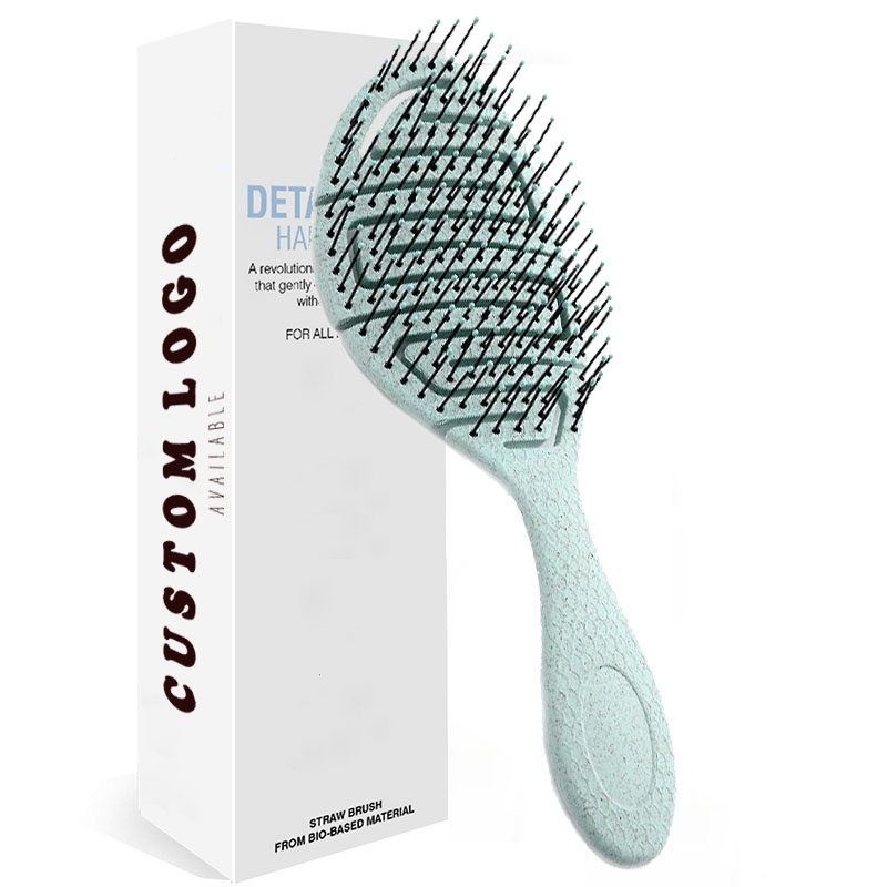 2023 Logo personnalisé nouveau Design 100% labyrinthe biodégradable courbé ventilé brosse à cheveux démêlante brosse à cheveux pour femmes cheveux bouclés peigne