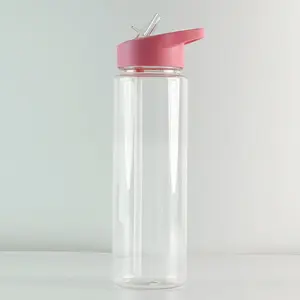 BPA miễn phí miệng rộng bespoke logo nhựa thể thao 350ml 700ml tùy chọn công suất chai nước với lật rơm