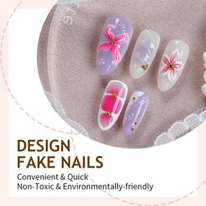 Vente en gros de pointes d'ongles portables en résine ABS et époxy 3D, 30 pièces, motif fleur et colonne en acier, couleur fraîche, prêtes à l'emploi, personnalisables - Product Image 3