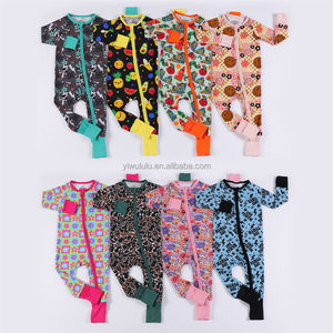 लड़कों के शिशु कपड़ों के लिए आकस्मिक बांस जिपर स्लीपर रोपर रोपर ओम ज़िप्पी पाजामा - Product Image 3