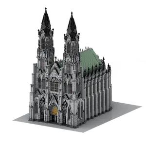 GoldMoc casa modulare Building Blocks MOC-142098 colonia cattedrale costruzione Street View mattoni assemblare blocchi di costruzione giocattolo