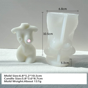 INTODIY Vente chaude Moule à bougie DIY 3D en forme de torse humain pour bougie de <span class=keywords><strong>cancer</strong></span> du sein, ruban rose, moules à bougie femme - Product Image 5