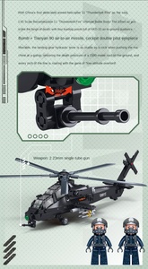 Jouets de construction assemblés <span class=keywords><strong>Sluban</strong></span> B1558 Série militaire WZ-10S Hélicoptère armé Avion de chasse pour garçons - Product Image 3