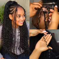 Nouvelles extensions de cheveux humains en micro-anneaux à crocheter pour tresses, plumes, tresses sans nœuds, paquet de cheveux humains sans trame