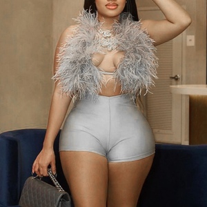 ชุดเซ็ต 2 ชิ้น เสื้อครอปเซ็กซี่ กางเกงขาสั้นรัดรูป แฟชั่นฤดูร้อนสำหรับผู้หญิง - Product Image 4