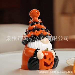 Lanterne citrouille gnome d'Halloween en résine, décoration lumineuse pour intérieur, cadeau d'Halloween - Product Image 4