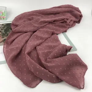 2022 New solid color stereo chiffon jacquard stereo plum point scarf Muslim scarf