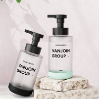 Flacon de savon moussant en verre mat de luxe 350 ml à épaule plate avec pompe, distributeur vide réutilisable pour le savon liquide quotidien pour les mains