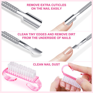 Formes d'ongles en plastique professionnelles <span class=keywords><strong>pince</strong></span> de <span class=keywords><strong>manucure</strong></span> poussoir à cuticules lime à ongles nettoyage des ongles ensemble de brosses plates - Product Image 4