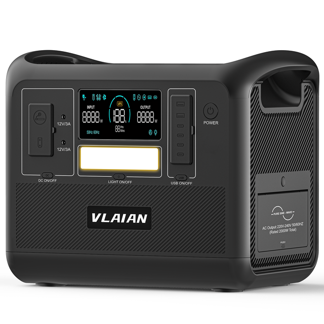 VLAIAN Large Capacity Power Station 2000w 2400w Electric Storage Batteries All in One Home Portable Solar Power Generator
