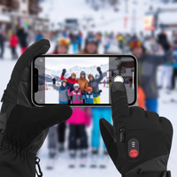 Gants de ski chauffants unisexes en softshell, imperméables, coupe-vent, antidérapants, compatibles avec les écrans tactiles, avec sangle de poignet réglable