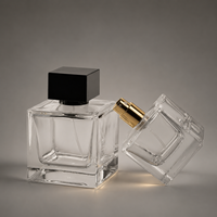 Flacon de parfum vide de luxe carré givré personnalisé avec atomiseur 30ml 100ml, flacon vide pour huile de parfum 50ml avec boîte