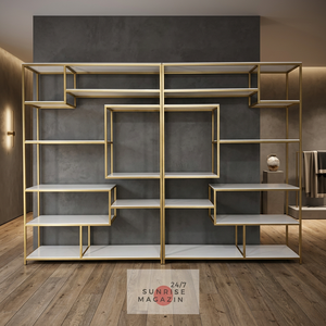 Multifunction Gold Metal Iron Cantilevered <b>Coat</b> <b>Rack</b> Home Store Stylish Portable Hanger Clothes Bags Wire Shelving 8-Layer - Product Image 3