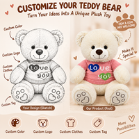 Peluche personnalisée en forme d'ours en peluche avec pull tricoté « Je t'aime » – Cadeau d'anniversaire et compagnon romantique