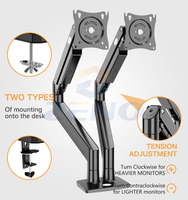 Support double pour moniteur, support de moniteur de bureau réglable en hauteur, 360° °   Support de moniteur pivotant et inclinable pour écrans de 17 à 32 pouces, ZENO M12D/B