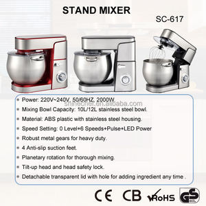 เครื่องผสมอาหารแบบตั้งโต๊ะ <span class=keywords><strong>5</strong></span> in 1 ขนาด 10 ลิตร 2000 วัตต์ 6 ระดับความเร็ว+ปุ่ม Pulse พร้อมโถสแตนเลส หัวเครื่องปรับเอียงได้ สำหรับทำเบเกอรี่ ใช้ในบ้านหรือร้านค้า - Product Image 4