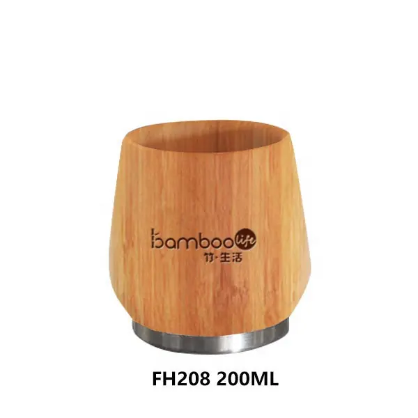 BG613B 200ML/7OZ Multi-Function Cups Bamboo Base Cheap Bulk Coffee Mugs Ceramic