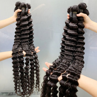 Extensions de Cheveux Humains Naturels Vierge Brésiliens Ondulés Profonds 10A, 30 38 40 Pouces, Alignés aux Cuticules, Pas Chers