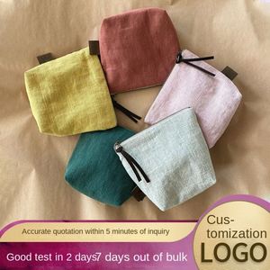 Mini porte-monnaie pliable en toile de couleur unie, mignon et portable, pour écouteurs et cosmétiques, avec fermeture éclair, vente directe usine - Product Image 3