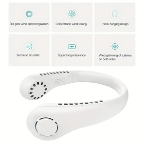 2024 New Portable <b>Mini</b> Hanging Neck Fan Bladeless Neckband Fan Digital Display Power Air <b>Cooler</b> USB Rechargeable Fans - Product Image 3