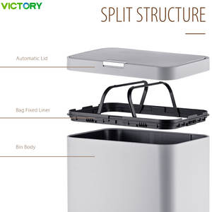 Cubo de Basura de Acero Inoxidable con Tapa a Presión y 4 Patas Altas, Disponible en 13L, 20L, 30L, 40L, 50L para Cocina y Sala de Estar - Product Image 4