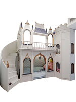 Lit superposé bohème, lit château de princesse, lit cachette secrète avec escalier courbé, lit superposé blanc personnalisé pour chambre de filles, style européen