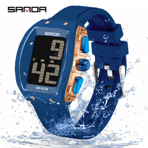 SANDA 6222 Tonneau Shaped Multifunctional Student <strong>Old</strong> Men Voice Timing Uhr Waterproof Digital Electronic Watch for Elderly Gifts - Product Image 1