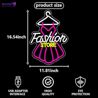 Letrero LED USB de Neón para Tienda de Moda, Colgador de Vestidos Rosa, Arte de Pared para Tienda de Ropa Femenina, Luz Decorativa con Protección Ocular de Alta Calidad