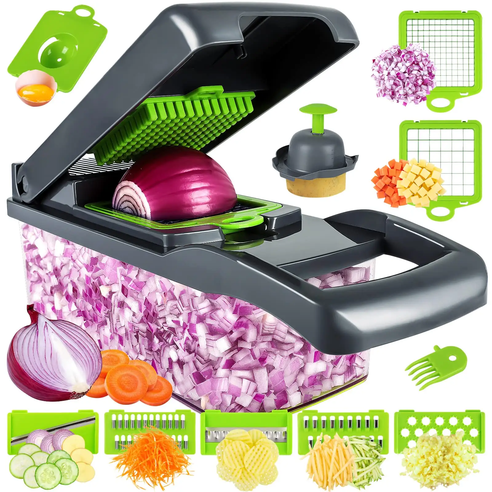 Top Sale Factory wholesale Kitchen Accessories 12 in 1 Food Cutter Veggie Onion Chopper Slicer Multifunctional Vegetable Cutter