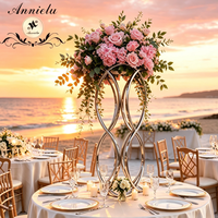 ANNIELU Doppelschleifen-Tischdekoration aus gedrehtem Metall, Blumenständer für Hochzeiten, Empfänge, Bankette und Tischdekorationen