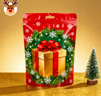 Sachet Doypack Mat Personnalisé avec Logo Imprimé et Gaufré, Qualité Alimentaire, en PE, pour Bonbons, Biscuits et Emballage Plastique de Noël